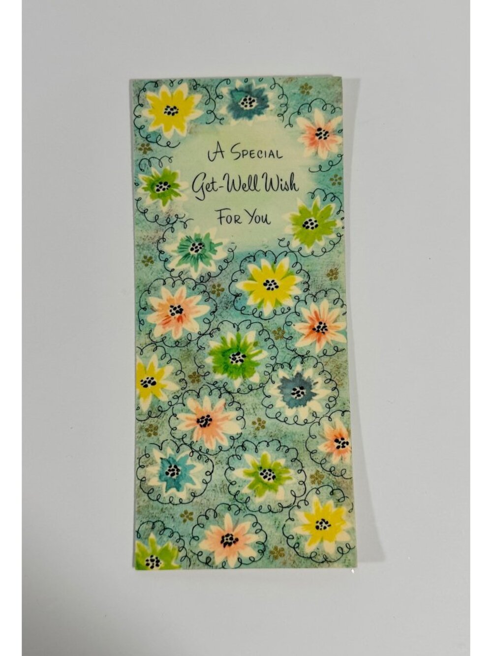 A Special Get-Well Wish Card With Floral Design By Gibson Vintage 1970s 9" X 4"